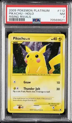 2009 POKEMON PLATINUM RISING RIVALS #112 PIKACHU-HOLO PSA 7 - Image 1