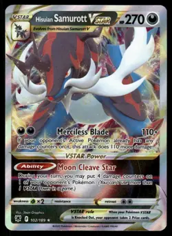 Pokemon Cards Hisuian Samurott VSTAR 102/189 Astral Radiance Holo VSTAR Rare NM - Image 1