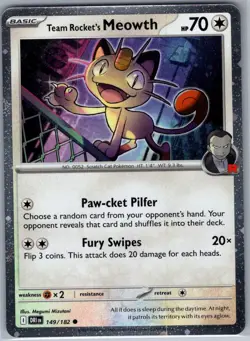 Team Rocket's Meowth (Cosmos Holo) 149/182 - Pokemon Card - NM - Image 1