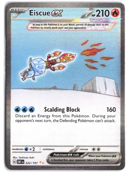 Eiscue ex 222/197 Special Illustration Rare Obsidian Flames Pokemon NM - Image 1