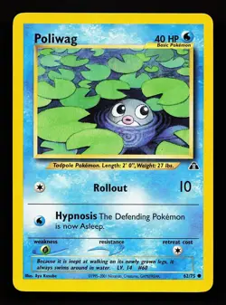 Poliwag 62/75 Unlimited Common Neo Discovery Pokemon Card - Image 1