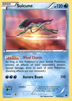 SUICUNE 30/122 HOLO RARE BREAKPOINT POKEMON LIGHTLY PLAYED - Image 1