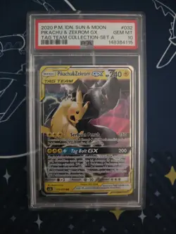 PSA 10 Pikachu & Zekrom GX 33/181 Sm-Team Up Indonesian 2020 TAG TEAM Holo - Image 1