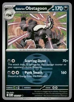 GALARIAN OBSTAGOON 132/217 (DUSK BALL) UNCOMMON ME: ASCENDED HEROES POKEMON NM - Image 2