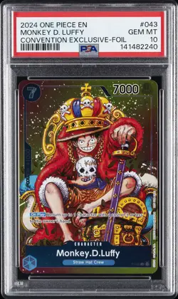 2024 ONE PIECE PROMOS CONVENTION EXCLUSIVE-FOIL #043 MONKEY D. LUFFY PSA 10 - Image 1