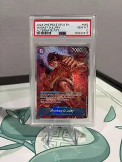 2023 ONE PIECE OP02-PARAMOUNT WAR ALTERNATE ART #062 MONKEY D. LUFFY PSA 10 - Image 1