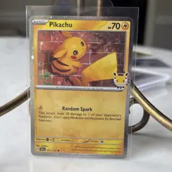Pokemon Pikachu TEF 051/162 Holo Promo Card 70 HP Random Spark w/h Pokemon coin - Image 1