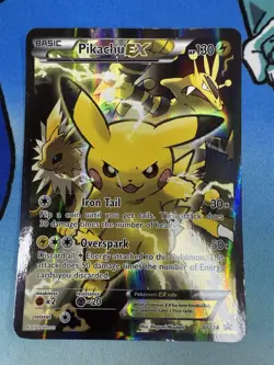 Pikachu EX XY124 Black Star Promo Alt Art Red Blue Pokemon Card - Image 1