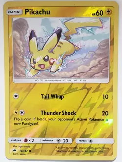 REVERSE HOLO Pikachu 40/147 VLP / NM Burning Shadows Pokemon Card - Saya Tsuruta - Image 2