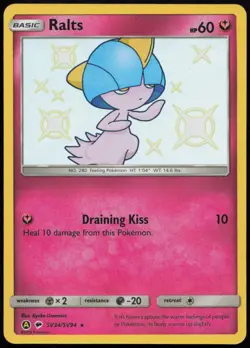 Ralts SV34/SV94 NM Hidden Fates Shiny Vault Shiny Rare Holo Pokemon - Image 1