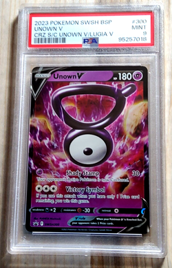 2023 Pokemon Crown Zenith Black Star Promo UNOWN V & LUGIA V #300 PSA 9 Mint - Image 1