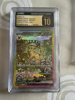 Pokemon Leafeon EX SAR 200/187 SV8a Terastal Festival Japanese CGC Pristine 10 - Image 1