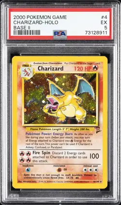 2000 POKEMON BASE SET 2 #4 CHARIZARD-HOLO PSA 5 - Image 1
