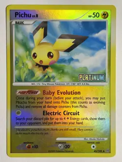 2008 Pokemon Pichu 45/100 - Platinum Burger King Promos - Reverse Holo Stamped - Image 1