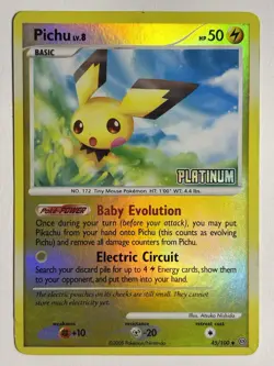 2008 Pokemon Pichu 45/100 - Platinum Burger King Promos - Reverse Holo Stamped - Image 3