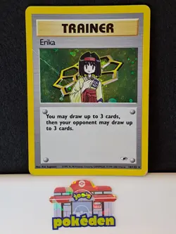 Erika 16/132 Gym Heroes Holo Rare Pokemon TCG HP ( Huge Crease) - Image 1