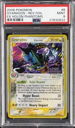 2006 POKEMON EX HOLON PHANTOMS #8 GYARADOS-REVERSE FOIL PSA 9 - Image 1