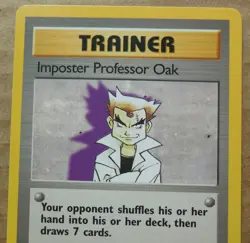 Imposter Professor Oak 102/130 Rare Non-Holo Base 2 Pokemon Trainer Card NM/LP - Image 3