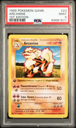 1999 POKEMON BASE SET 1ST EDITION #23 ARCANINE PSA 9 - Image 1