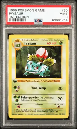 1999 POKEMON BASE SET 1ST EDITION #30 IVYSAUR PSA 9 - Image 1
