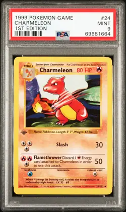 1999 POKEMON BASE SET 1ST EDITION #24 CHARMELEON PSA 9 - Image 1
