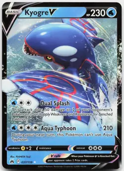 Kyogre V 037/159 Holo V Rare Crown Zenith Pokemon Near Mint - Image 1