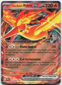 Team Rocket's Moltres ex 031/182 Double Rare Destined Rivals Pokemon Near Mint - Image 1