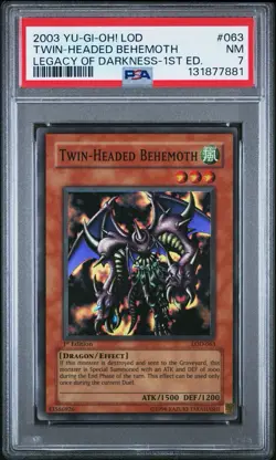 2003 Yu-Gi-Oh! Twin-Headed Behemoth Legacy of Darkness LOD 1st Ed Super PSA 7 - Image 1