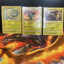 BULBASAUR IVYSAUR VENUSAUR Shining Legends 3 CARD EVOLUTION SET Sun & Moon 2017! - Image 1