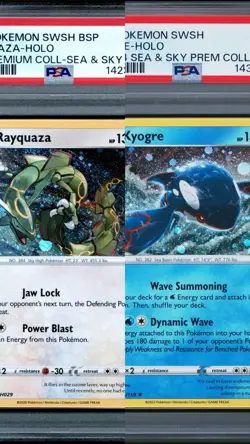 PSA 9 Pokemon Slab Crown Zenith Promos Rayquaza & Kyogre Cosmos Holo Cards - Image 1