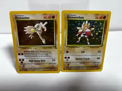 1999 Pokemon Holo Fighting Duo Hitmonlee & Hitmonchan WOTC Vintage LP/NM - Image 1