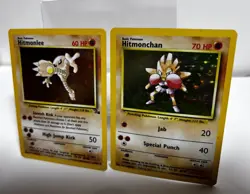 1999 Pokemon Holo Fighting Duo Hitmonlee & Hitmonchan WOTC Vintage LP/NM - Image 4