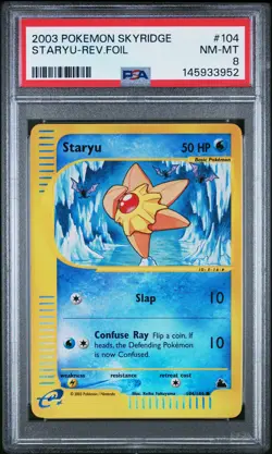 2003 POKEMON SKYRIDGE #104 STARYU-REVERSE FOIL PSA 8 - Image 1