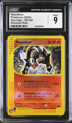 CGC 9 MINT Houndour 66/144 Skyridge REVERSE HOLO 2003 WOTC Pokemon E Series - Image 1