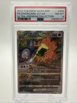 2022 Pokemon Sword & Shield Brilliant Stars FA/Charizard VSTAR PSA 8 Secre #262 - Image 1