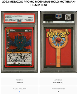 POP 2 PSA 9 AUTO PONCHO MOTHMAN FESTIVAL NATIVE PROMO FH HOLO Metazoo card tcg - Image 1