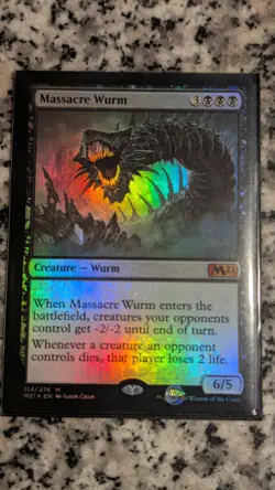 Magic: The Gathering Massacre Wurm Core Set 2021 Foil Mythic Black Creature Card - Image 1