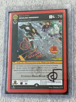 AUTO & SKETCH PONCHO HEADLESS HORSEMAN HALLOWEEN FH HOLO Metazoo tcg card RARE - Image 1