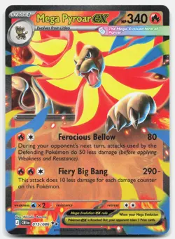 Mega Pyroar ex 015/086 Double Rare ME04: Chaos Rising Pokemon Near Mint - Image 1