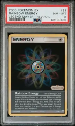 2006 Pokemon EX Legend Maker 81 Rainbow Energy Reverse PSA 8 NM-MT - Image 1