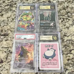 Pokemon TCG 4x Graded Japanese Holo Lot: Tyranitar #079 SV2D, Snorlax - Image 1