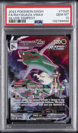 2022 POKEMON SWORD & SHIELD SILVER TEMPEST #TG20 FULL ART/RAYQUAZA VMAX PSA 10 - Image 1