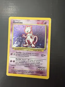 Wizards of the Coast Pokemon TCG Base Set Mewtwo Holo Rare 10/102 60 HP 1999 EN - Image 1