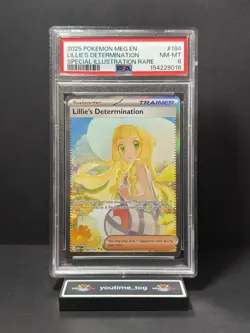 2025 Pokemon SIR Mega Evolution Lillie's Determination #184 PSA 8 - Image 1