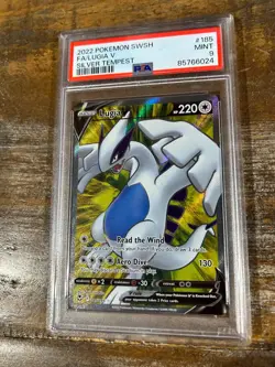 POKEMON 2022 SWSH Silver Tempest Full Art LUGIA V #185 PSA 9 Mint RARE - Image 1