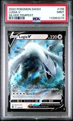 2022 POKEMON SWORD & SHIELD SILVER TEMPEST #185 FA/LUGIA V SILVER TEMPEST PSA 9 - Image 1