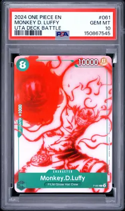 2024 ONE PIECE PROMOS UTA DECK BATTLE #061 MONKEY D. LUFFY PSA 10 - Image 1