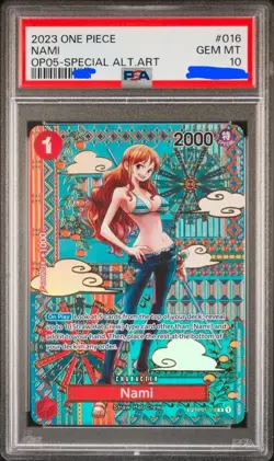 One Piece TCG OP01-016 SP Nami Alt Art PSA 10 English Awakening of The New Era - Image 1