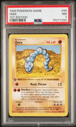 1999 POKEMON BASE SET 1ST EDITION #56 ONIX PSA 7 - Image 1