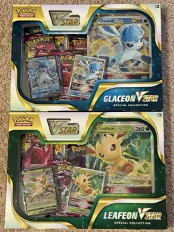 Pokemon VSTAR Special Collection Leafeon Glaceon (Lot of 2) with Evolving Skies - Image 1